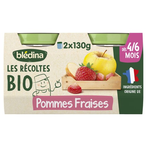 Blédina Compote Bio Pommes Fraises Dès 6 Mois 2x130g
