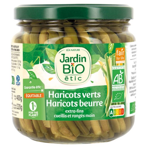 Jardin Bio Haricots Verts, Haricots Beurre Extra-Fins 400g