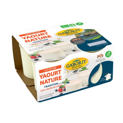 Gaborit Yaourt Nature Au Lait Entier Bio 4x125g