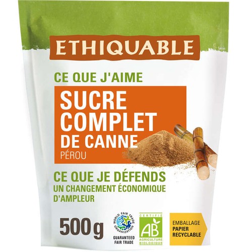 Ethiquable Sucre Complet Poudre Pérou Bio 500g