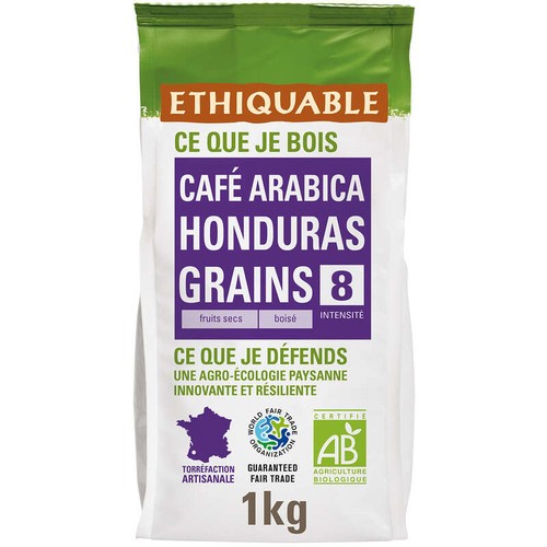 Ethiquable Café Grains Pure Origine Honduras Équitable Bio 1kg