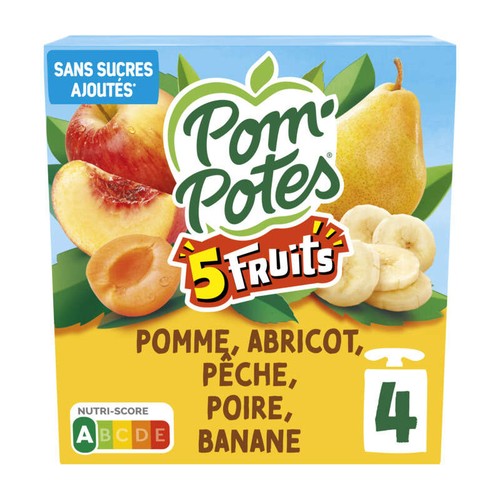 Pom'potes aux cinq fruits jaunes Le pack de 4x90g