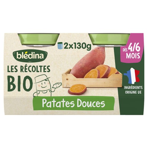 Blédina Petits Pots Bio Patates Douces Dès 4/6 Mois 2x130g