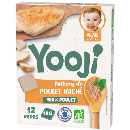 Yooji Potiron De Poulet Haché Bio Dès 6 Mois x12 120g