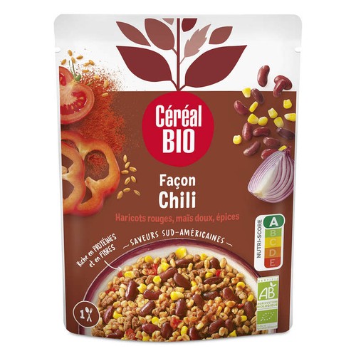 Céréal Bio Blé & Soja  haricots rouges façon Chili repas express 220g