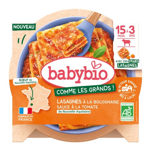Babybio Lasagnes à la bolognaise Bœuf de Nouvelle-Aquitaine Bio 200g