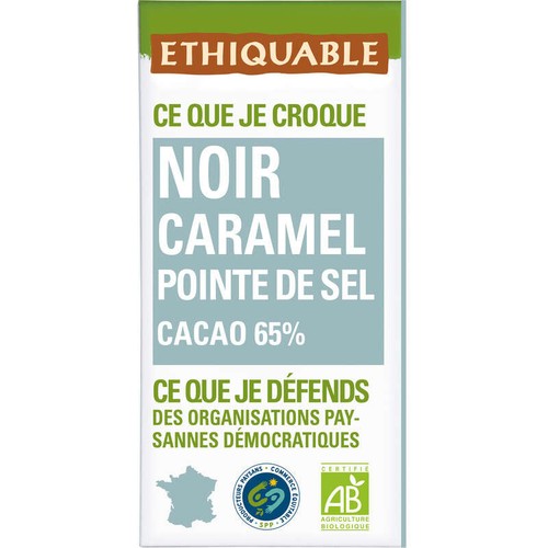 Ethiquable Chocolat Noir Caramel Pointe De Sel Bio 100g