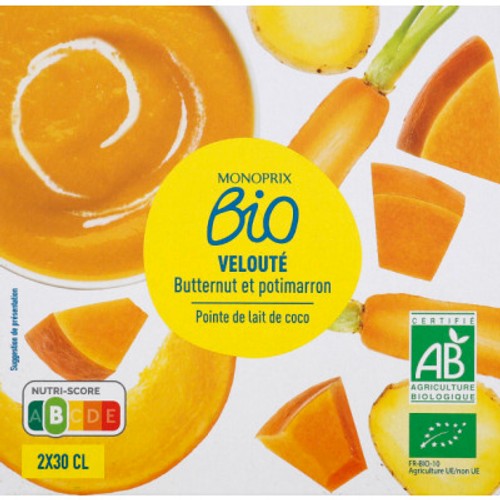Monoprix Bio Velouté butternut et potimarron 2x30cl