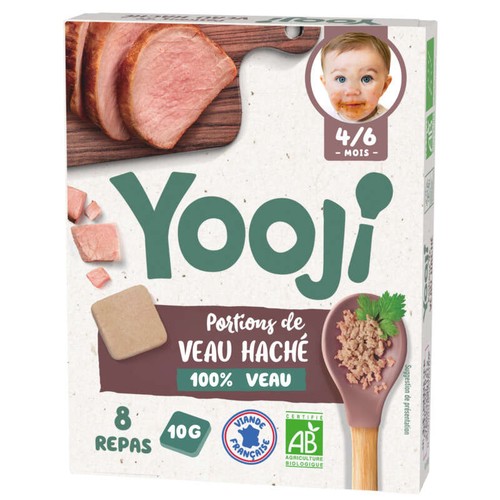 Yooji Potiron de Veau Haché VVF Dès 6 Mois Bio  8x10g