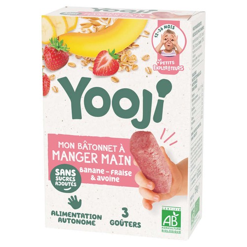 Yooji Bâtonnets manger-main Bio Fraise, banane et avoine dès 12 mois