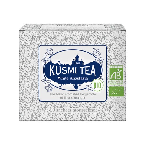 Kusmi Tea White Anastasia Thé Bergamote fleur d’oranger Bio x20 40g