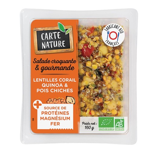 Carte Nature Salade Lentilles Corail Quinoa & Pois Chiche 160g