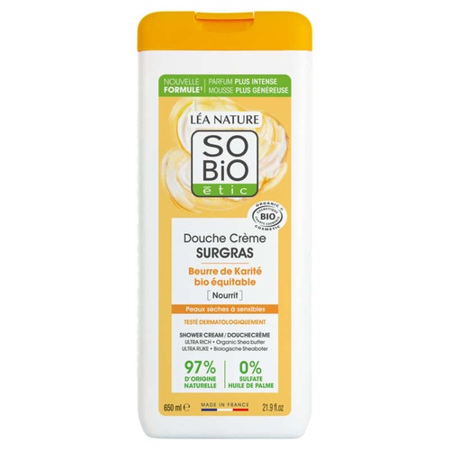 SO'BIO Étic Crème de Douche Surgras À L'Huile De Karité Bio 650ml