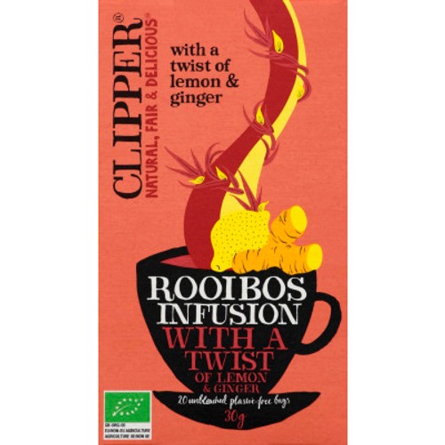 Clipper Rooibos Infusion Bio Au Gingembre Aromatisée Citron 30g