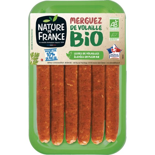 Nature de France Merguez de Volaille Bio 300g