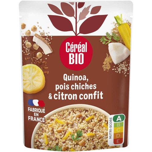 Céréal Bio Quinoa Royal Pois Chiches Citron Confit repas express 220g