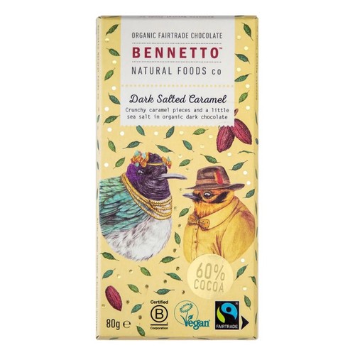 Bennetto Chocolat Noir Bio 60% Au Caramel et Sel Marin 80g