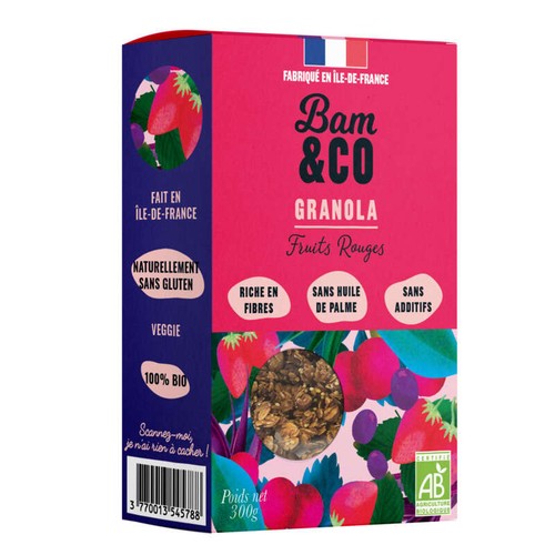 Bam&Co Granola Fruits Rouges Bio 300g