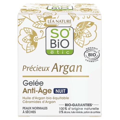 SO'BiO Étic Gelée de nuit Anti-Âge à l'Huile d'Argan Bio 50ml
