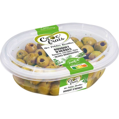 Croc'frais Olives vertes dénoyautées bouquet d'herbes 180g