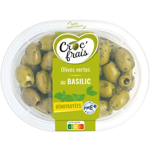 Croc'Frais Olive Verte Dénoyautées Basilic 200g