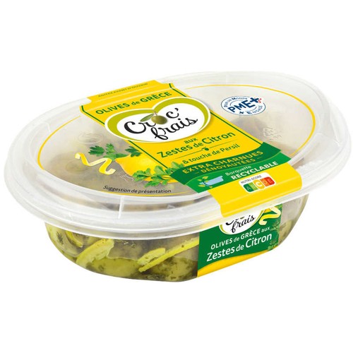 Croc'Frais Olives Dénoyautées Aux Zestes De Citron & Touche De Persil 200g