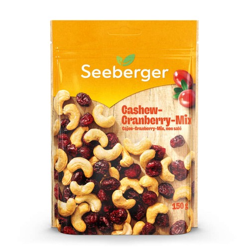 Seeberger Mix de cranberry et cajou non salé 150g
