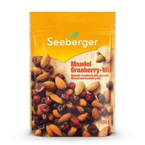 Seeberger Mélange d'amandes et cranberries non salés 150g