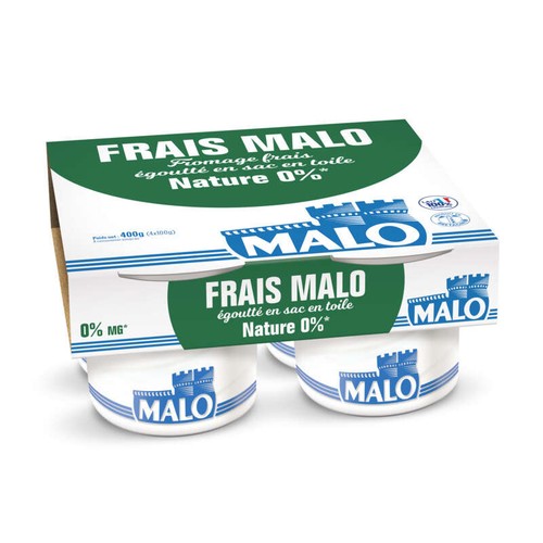 Malo Fromage Frais Nature 0% de Mg 4x100g