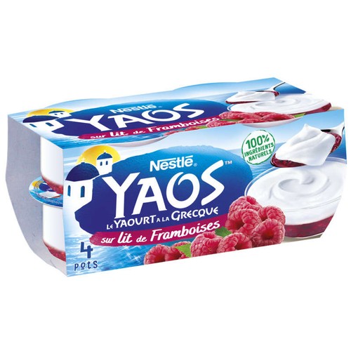 Yaos Yaourt à la Grecque Lit de Framboise 4x125g