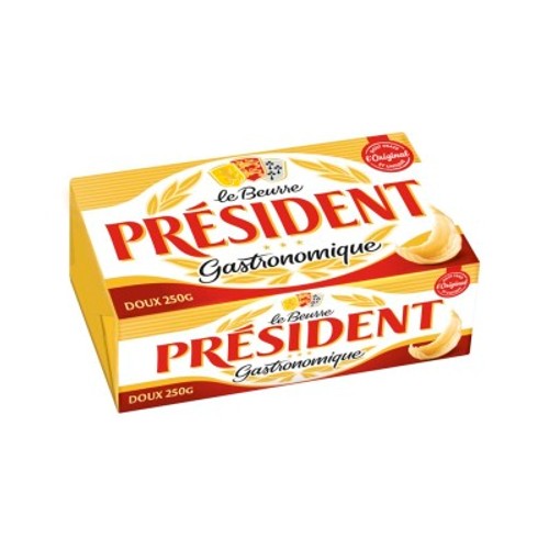 Président Beurre Gastronomique doux 82% Mg Plaquette 250g
