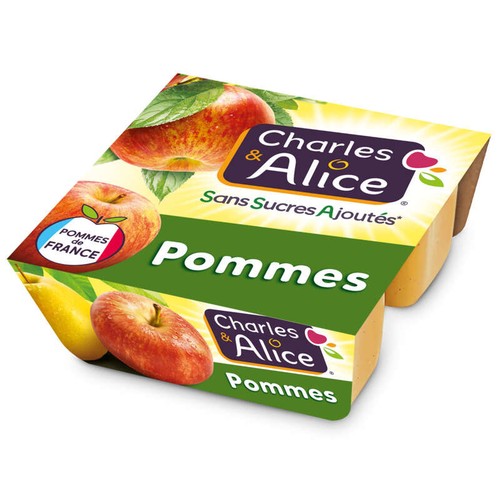 Charles & Alice Compote Pomme sans sucre ajoutée 4x100g