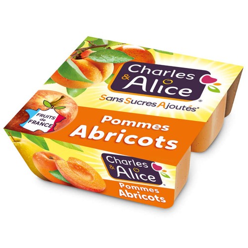 Charles & Alice Compote pommes abricots Bergeron sans sucres ajoutés 4x100g