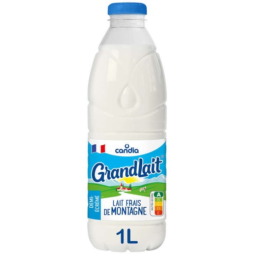 Candia Grandlait - Lait frais demi écrémé de montagne - La bouteille de 1L