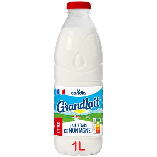 Candia Grandlait - Lait frais entier de montagne - La bouteille de 1L