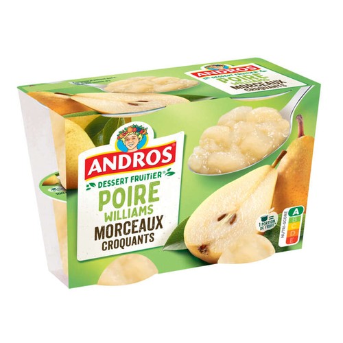 Andros Compote Poire morceaux croquants 4x100g