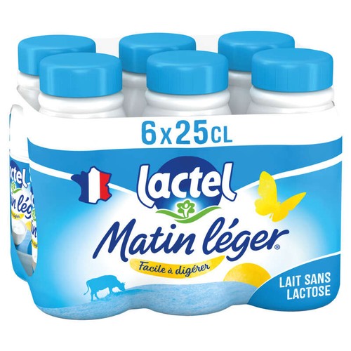 Matin Léger de Lactel à 1.2% de Mg UHT Bouteille 6x25cl