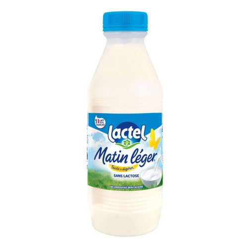 Lactel Lait pasteurisé Matin Léger Demi-écrémé sans lactose 1L