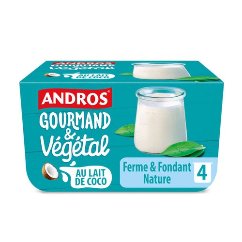 Andros Gourmand & végétal Yaourt nature au lait de coco 4x100g