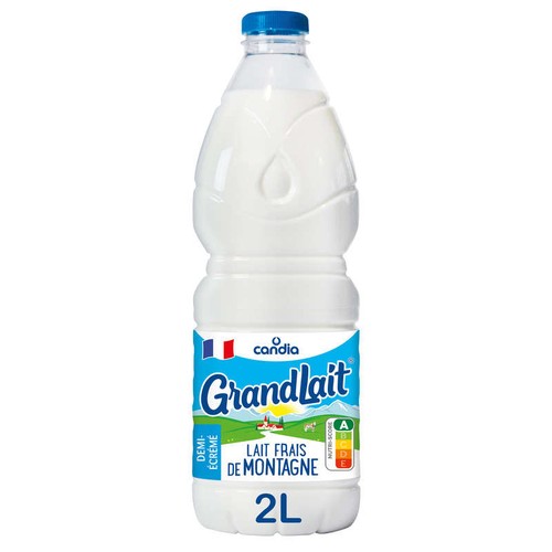 Candia Grandlait - Lait frais Demi-écrémé de montagne - La bouteille de 2L