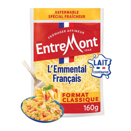 EntreMont L'Emmental Râpé Français Fin Et Fondant 160g