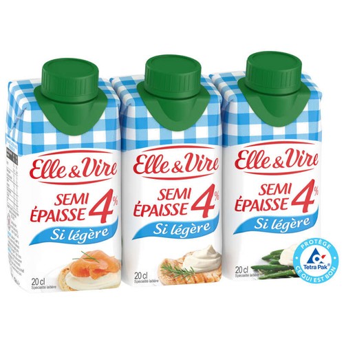 Elle & Vire Crème Semi Epaisse 4% 3x20cl