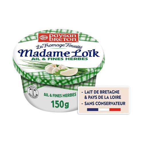 Paysan Breton Le Fromage Fouetté Mme Loik Ail Et Fines Herbes 150g