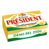 Beurre gastronomique demi-sel Président 80% MG plaquette 250g