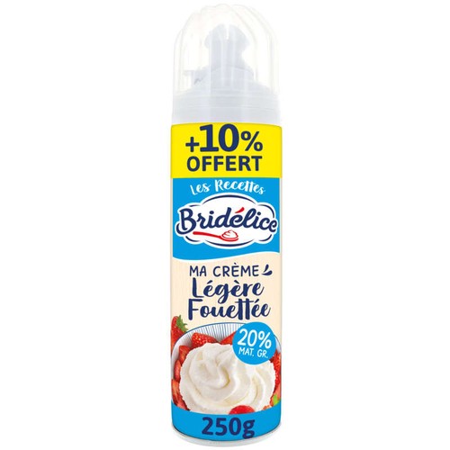 Bridélice Crème Légère Fouettée 20% de Mg +10% Offert 250g