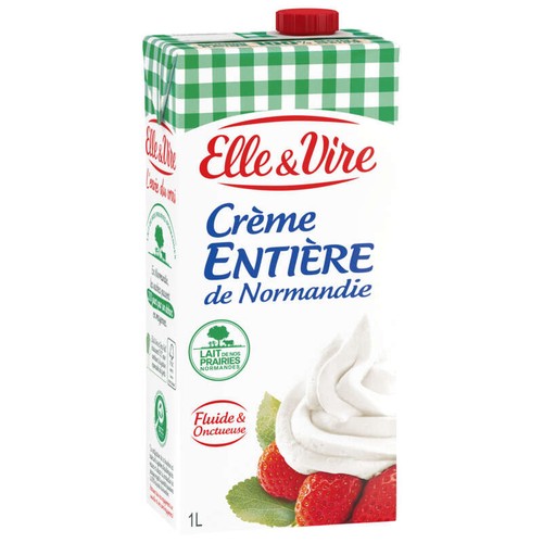 Elle & Vire Crème Entière de Normandie Fluide et Onctueuse 1L