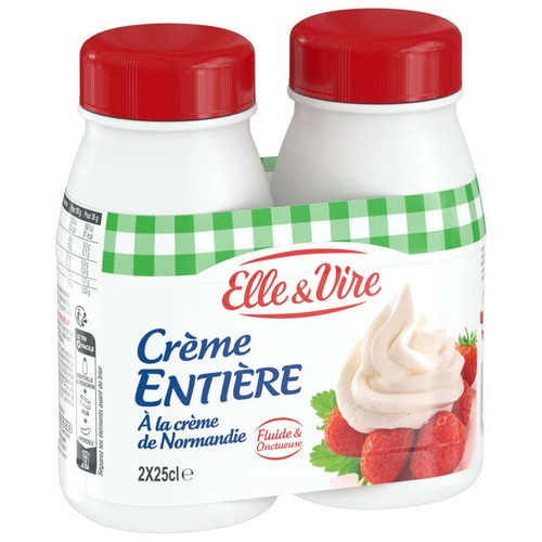 Elle & Vire Crème Entière Fluide À La Crème De Normandie 2x25cl