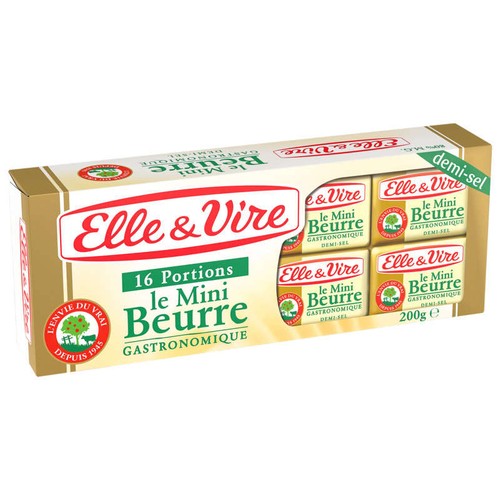 Elle & Vire Beurre Demi-Sel, Gastronomique, Au Sel De Mer 16X12,5g