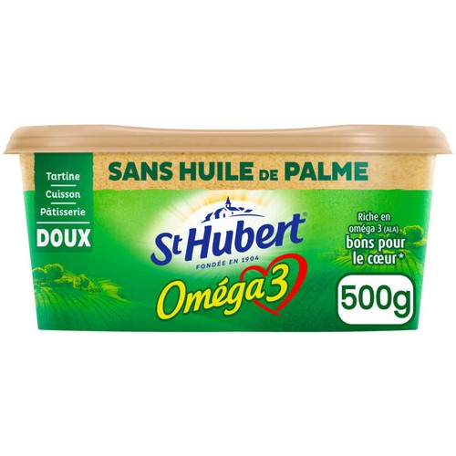 St Hubert Omega 3 Margarine à tartiner et à cuire allégée (50% Mg), enrichie en vitamine B1 500g