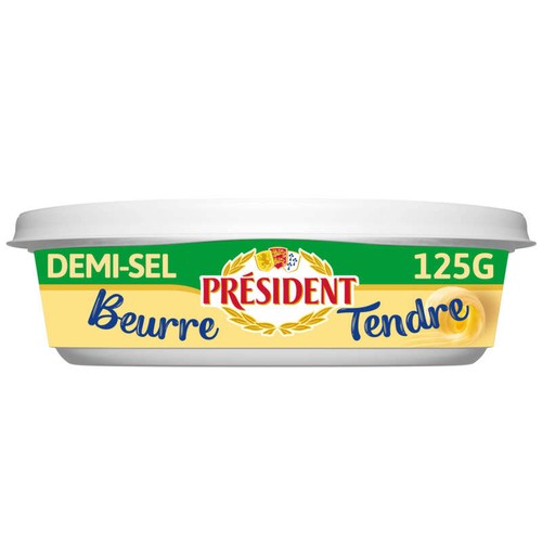 Président Beurre Tendre demi-sel 80% Mg Beurrier 125g